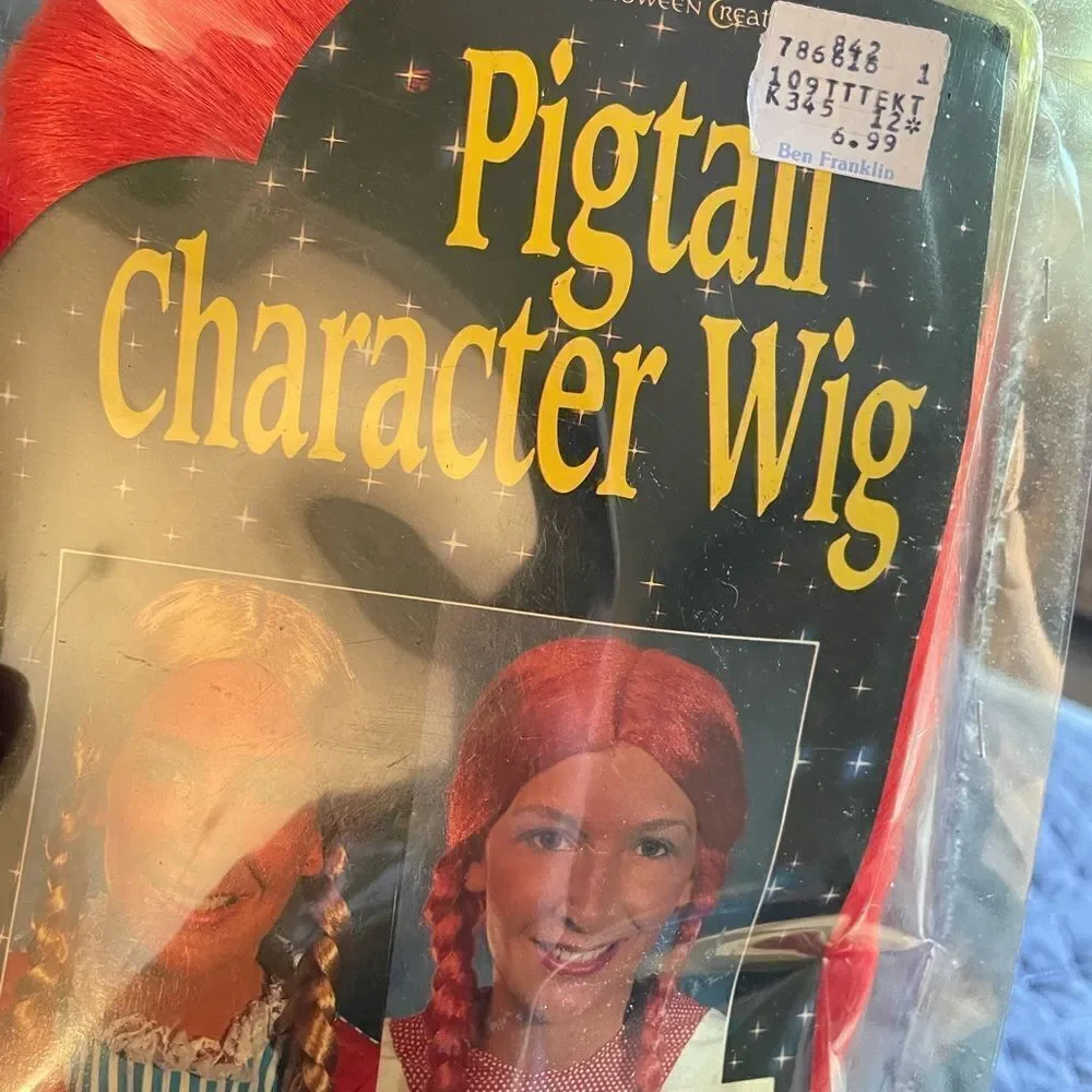 Vintage Pigtail Character Wig Red